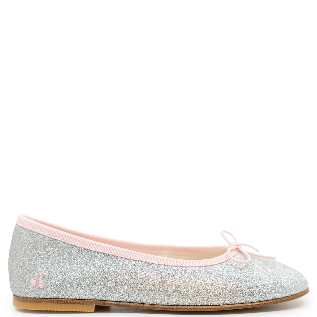 Bonpoint Silver Sparkle Ballet Flat-Tassel Children Shoes
