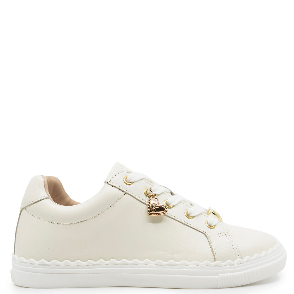 Chloe Off White Charm Scalloped Sneaker-Tassel Children Shoes