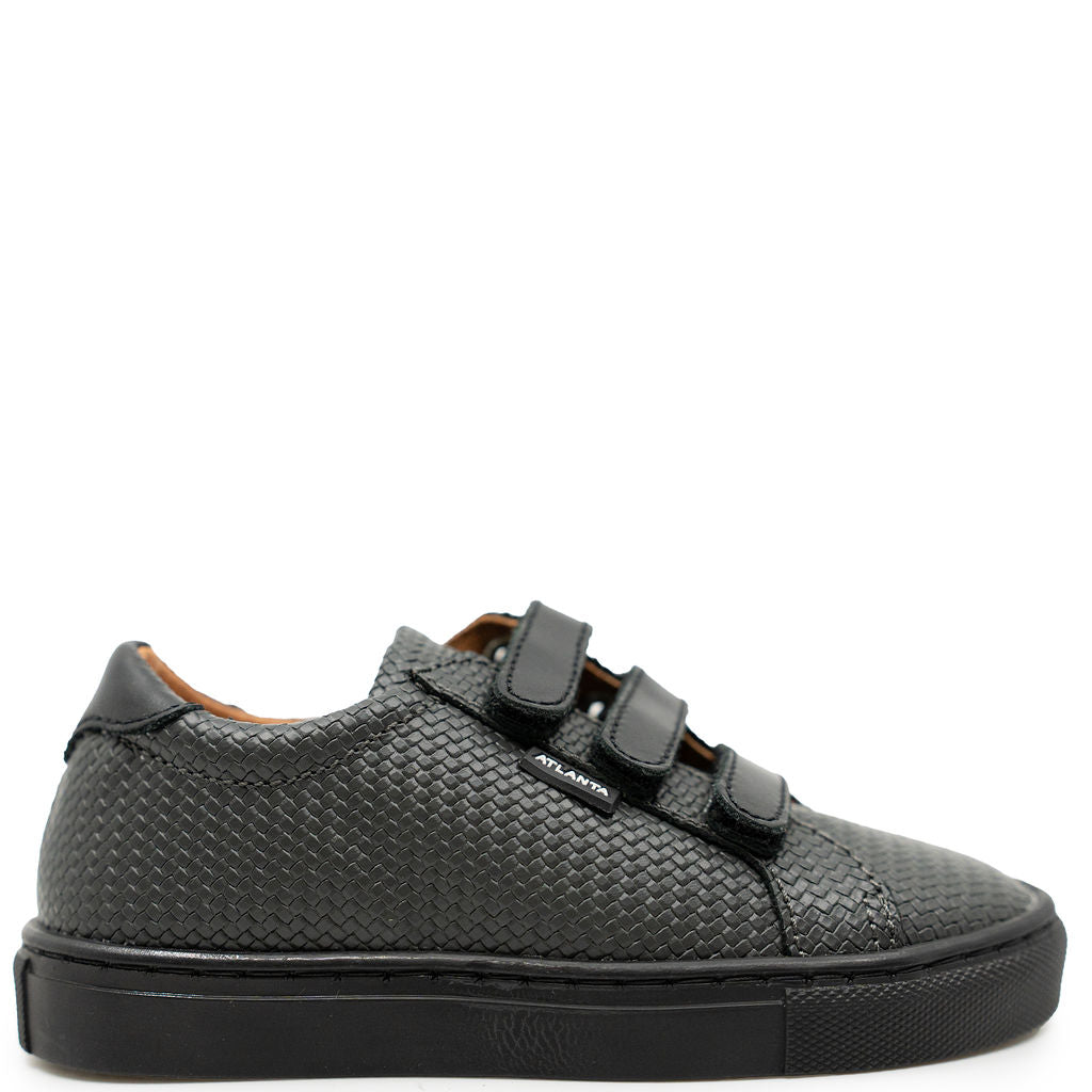 Atlanta Mocassin Gray and Black Velcro Sneaker-Tassel Children Shoes