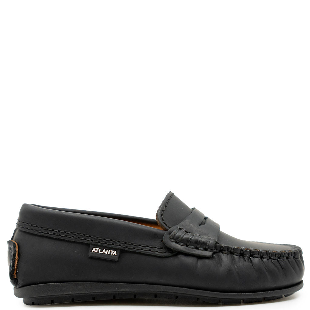 Atlanta Mocassin Black Gum Penny Loafer-Tassel Children Shoes