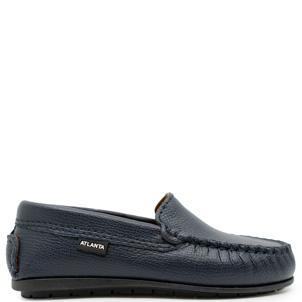 Atlanta Mocassin Dark Blue Grainy Loafer-Tassel Children Shoes