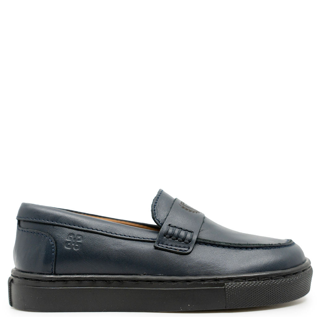 Porte Navy Leather Sneaker Loafer-Tassel Children Shoes
