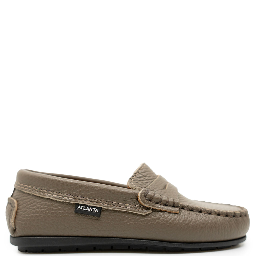 Atlanta Mocassin Taupe Pebbled Penny Loafer-Tassel Children Shoes