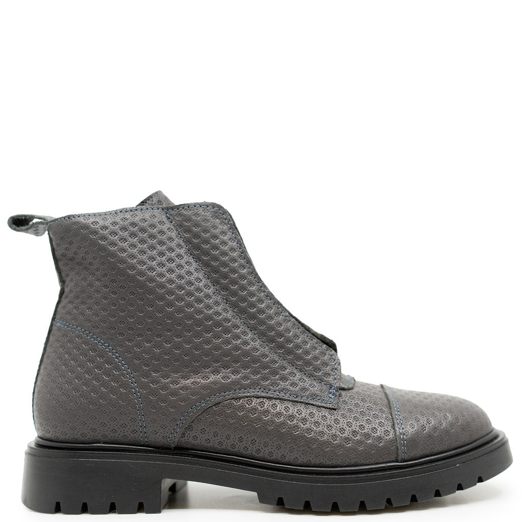 Blublonc Gray Hex Zipper Boot-Tassel Children Shoes