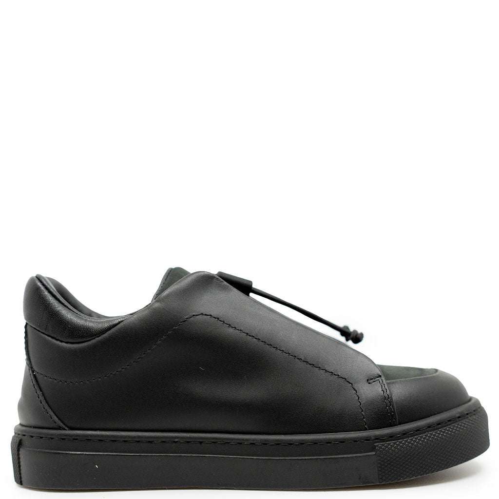Rondinella Black Elastic Dress Sneaker-Tassel Children Shoes