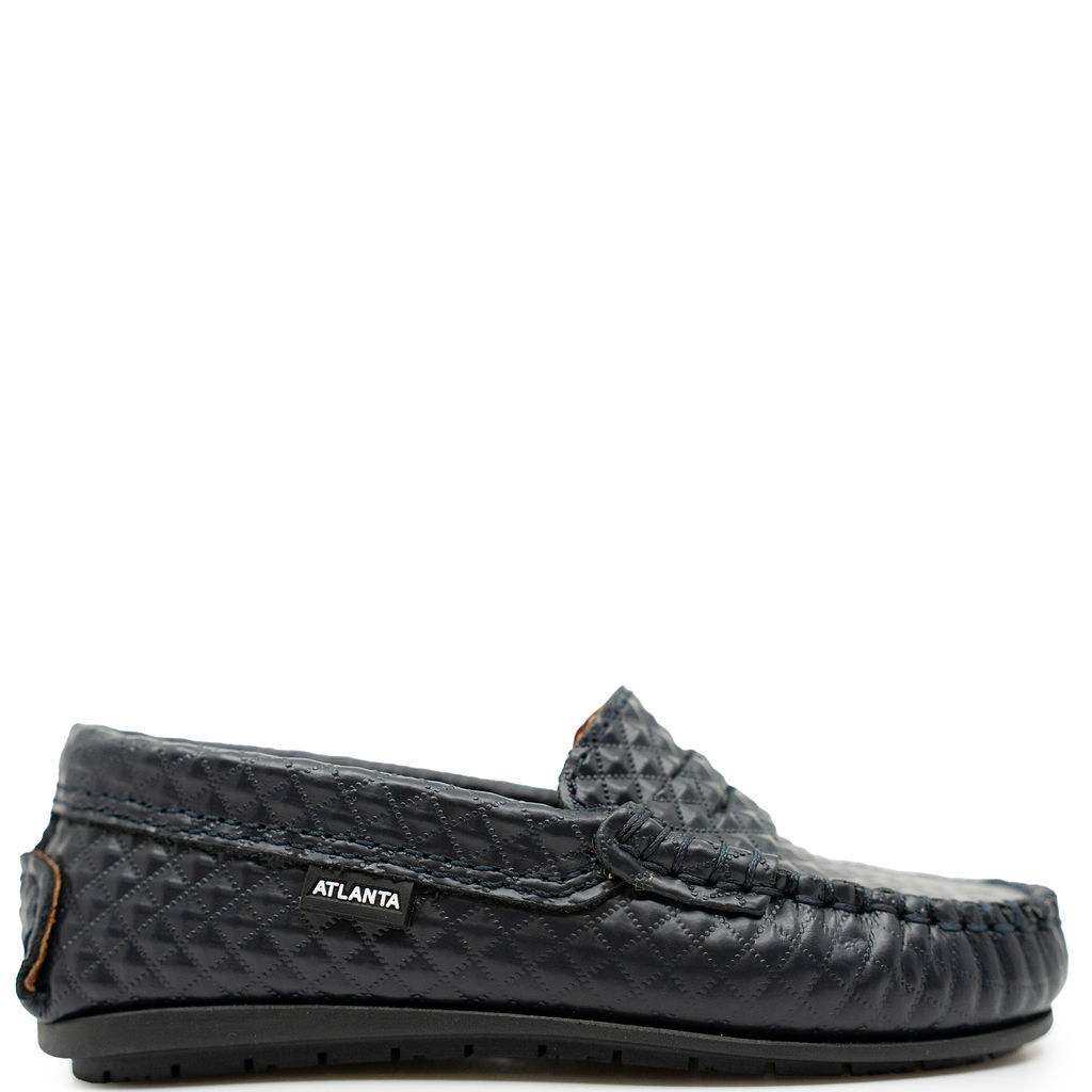 Atlanta Mocassin Navy Pressed Penny Loafer-Tassel Children Shoes