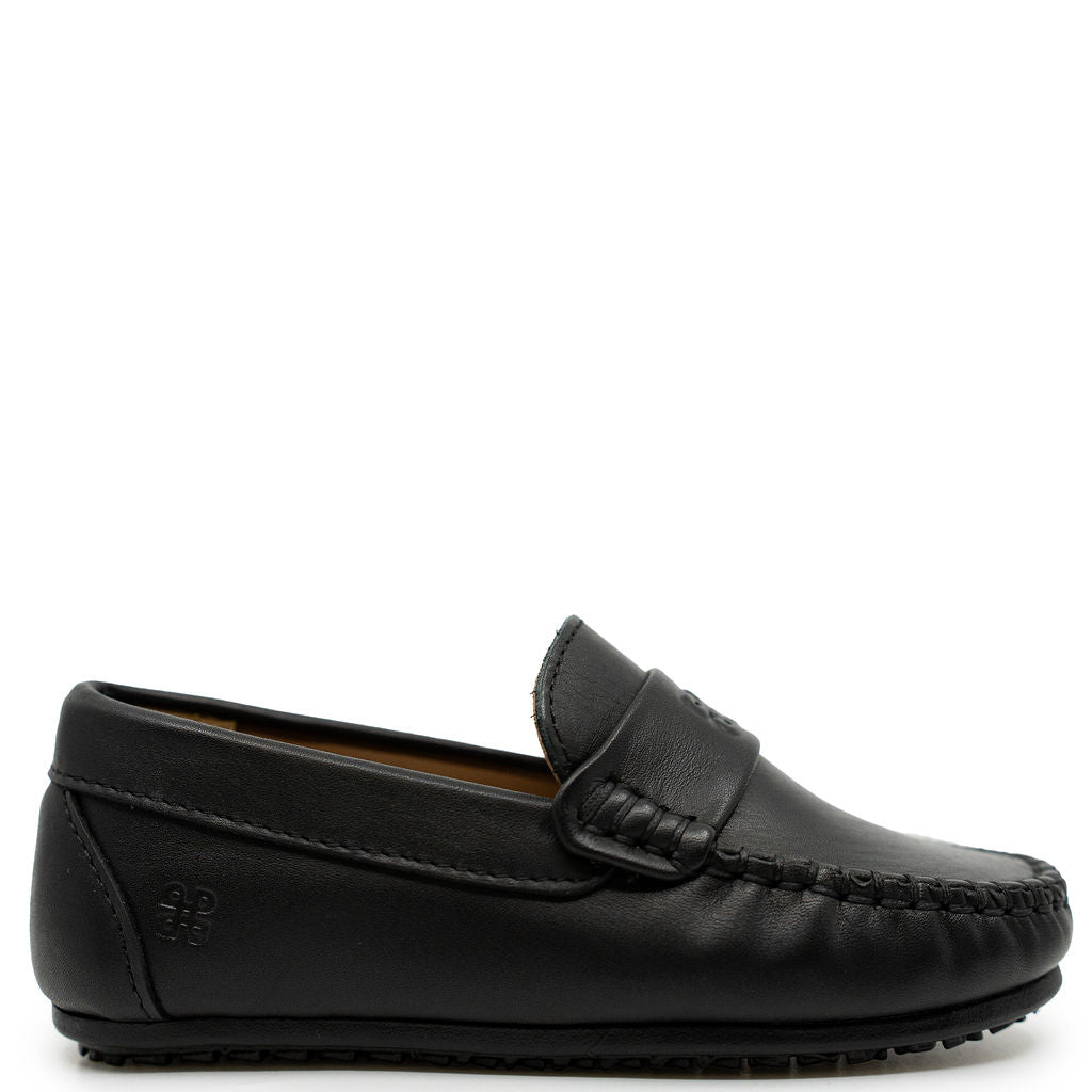 Porte Black Embossed Penny Loafer-Tassel Children Shoes