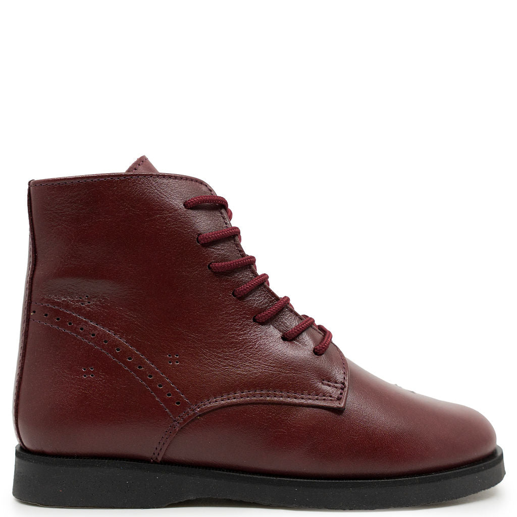 Spain+Co Burgundy Perf Boot-Tassel Children Shoes
