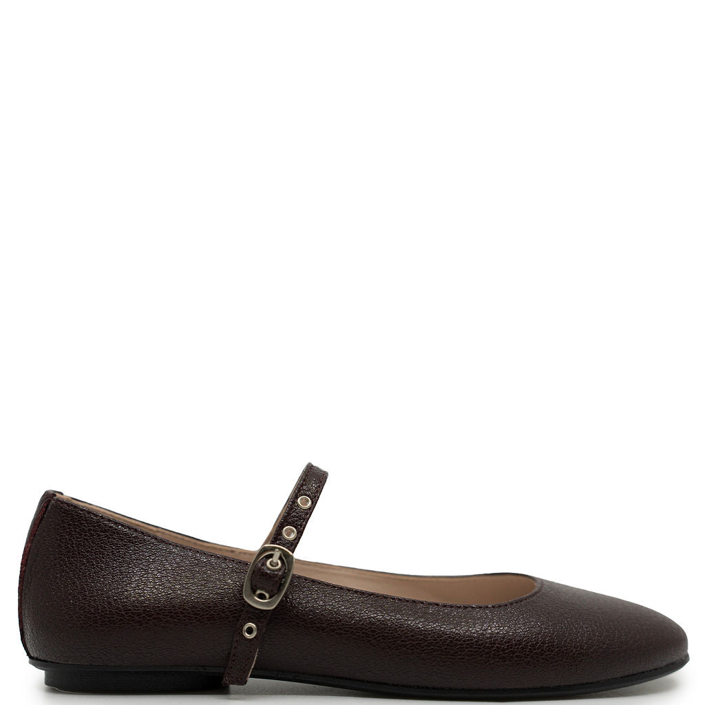 Beberlis Wine Pebbled Buckle Mary Jane-Tassel Children Shoes