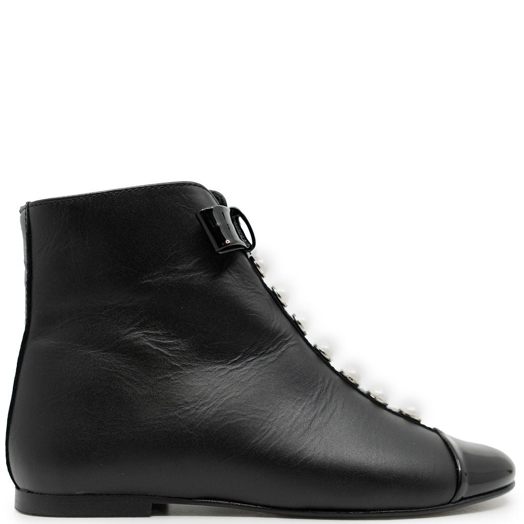 Spain+Co Pearl Bow Bootie-Tassel Children Shoes
