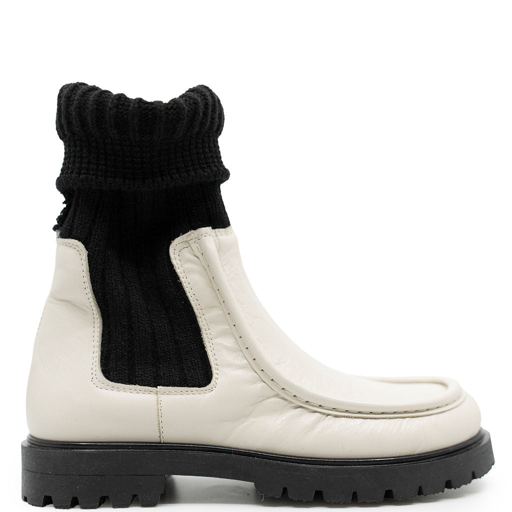 Spain+Co Ivory and Black Sock Boot-Tassel Children Shoes