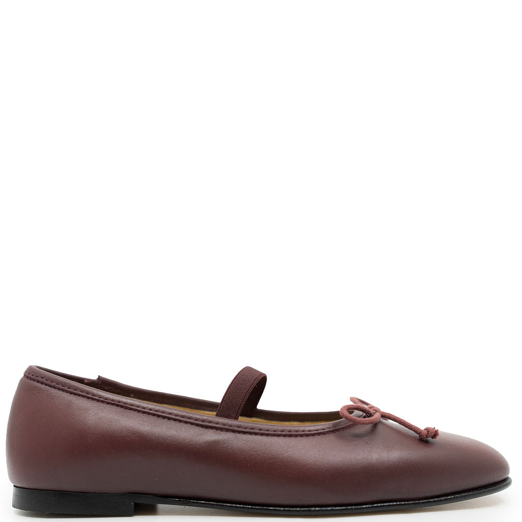 Spain+Co Burgundy Leather Strap Flat-Tassel Children Shoes