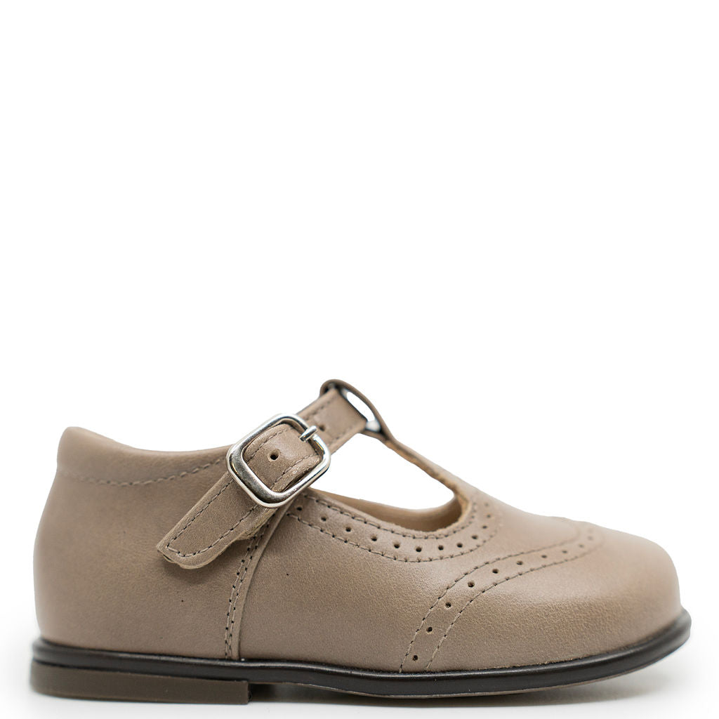 Beberlis Taupe Brown Baby T Strap-Tassel Children Shoes