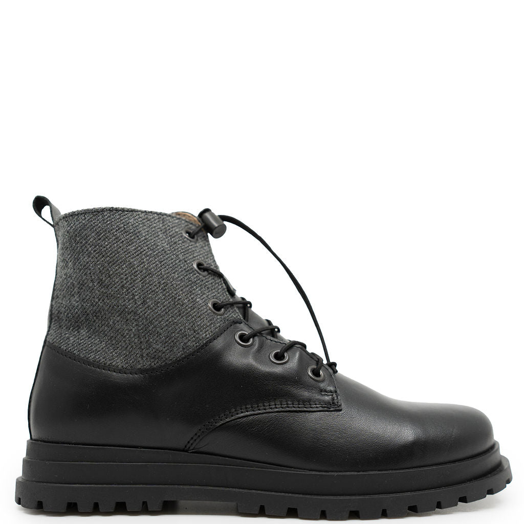 Porte Black and Gray Wool Elastic Boot-Tassel Children Shoes