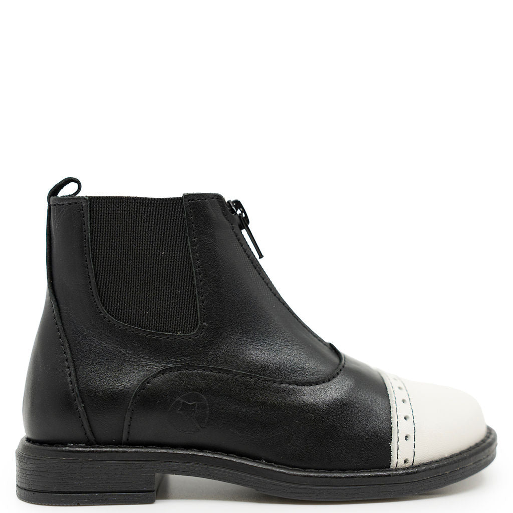 LMDI Black and White Cap Zipper Boot-Tassel Children Shoes