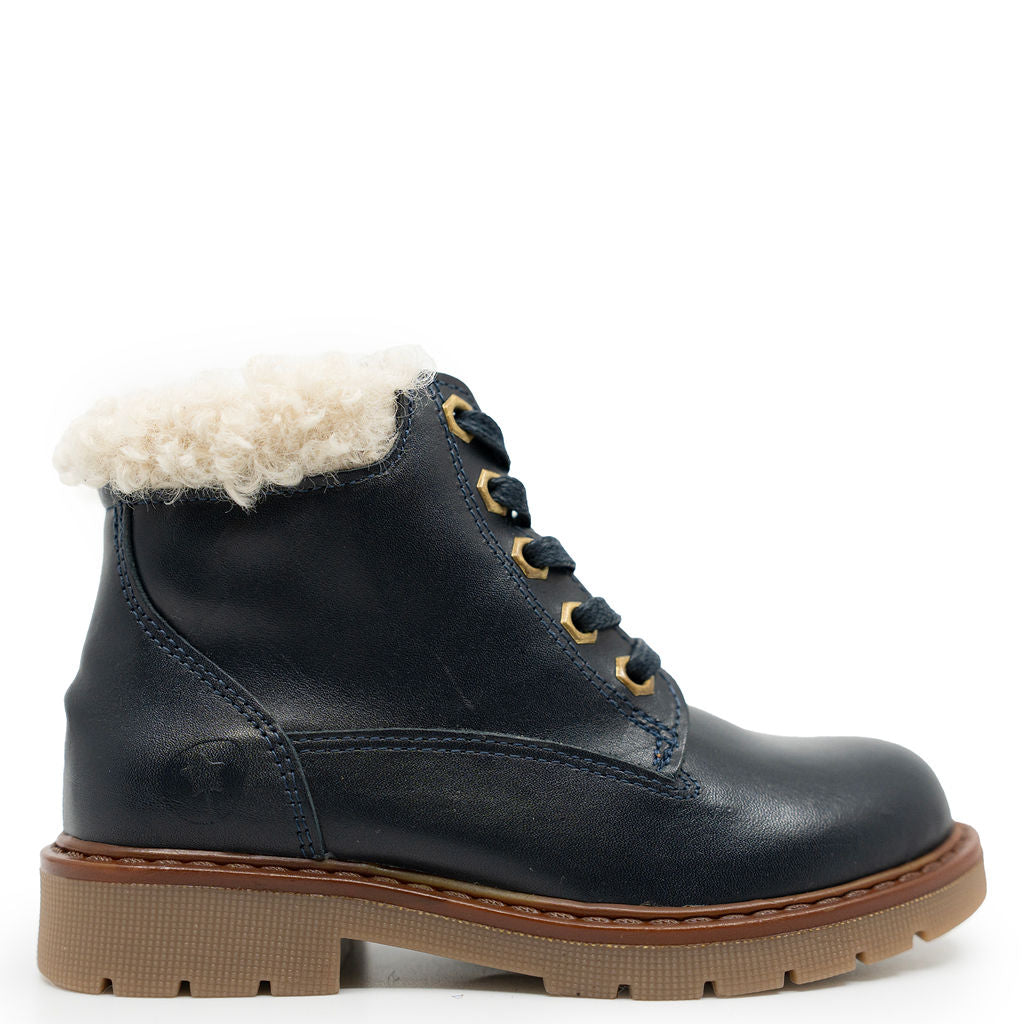 LMDI Blue Fur Trimmed Boot-Tassel Children Shoes