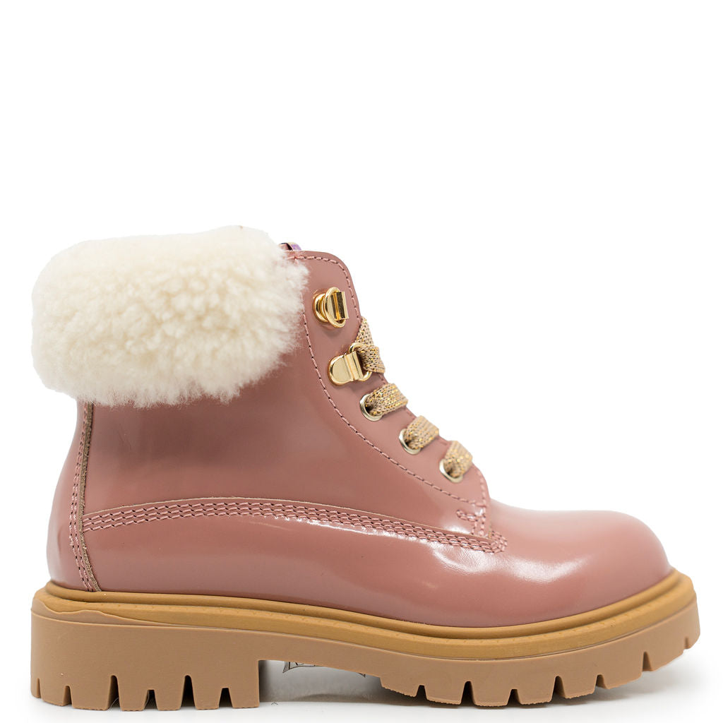 Rondinella Rosa Fur Trim Baby Bootie-Tassel Children Shoes