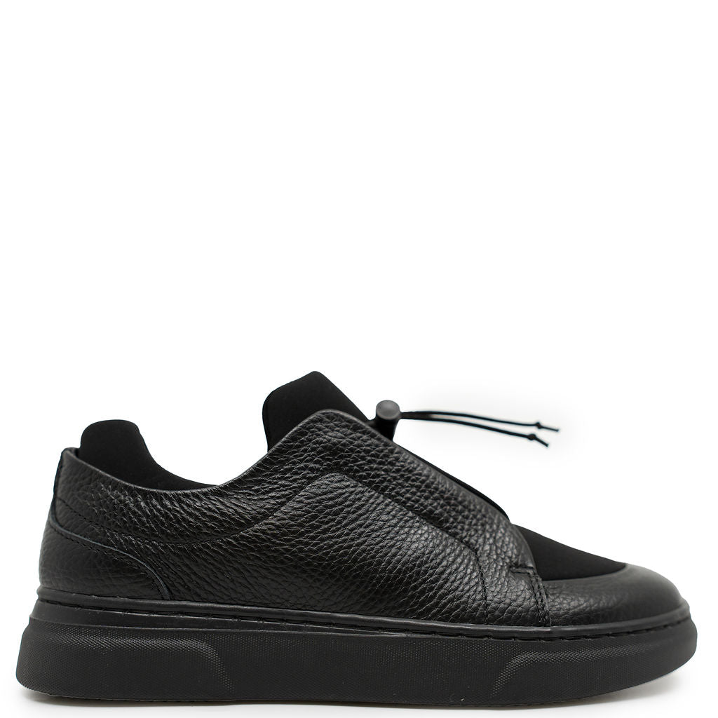 Porte Black Pebbled Elastic Dress Sneaker-Tassel Children Shoes