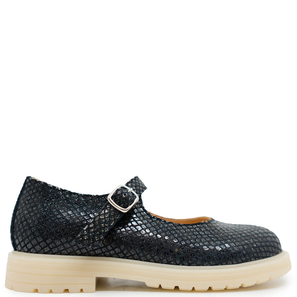 Rondinella Black Sparkle Chunky Mary Jane-Tassel Children Shoes