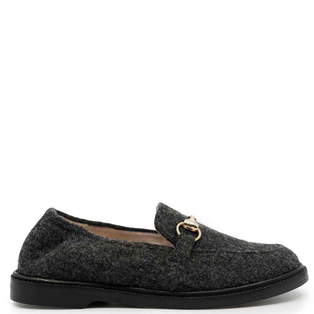 Beberlis Dark Gray Wool Elastic Loafer-Tassel Children Shoes