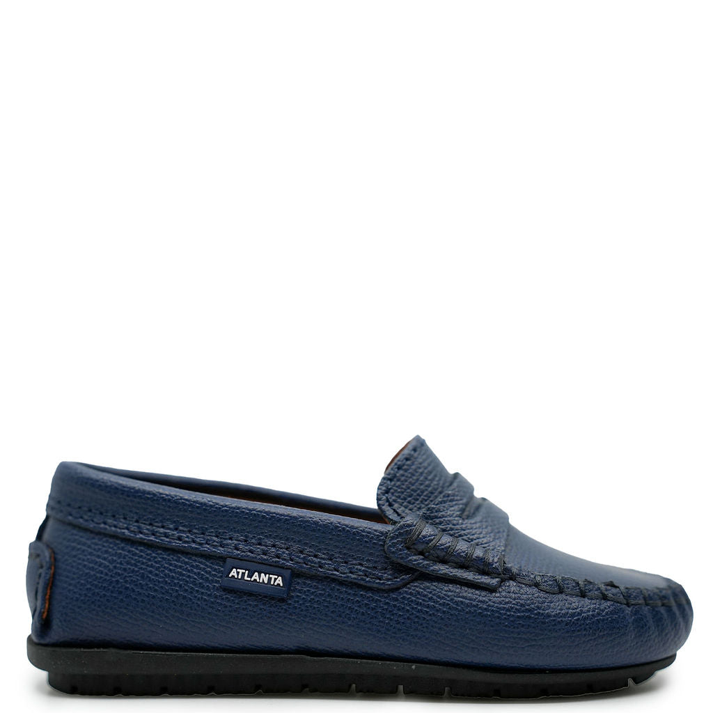 Atlanta Mocassin Navy Grain Penny Loafer-Tassel Children Shoes
