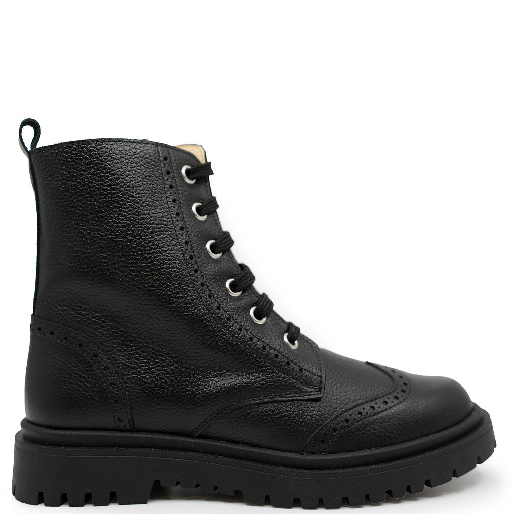 Andanines Black Combat Boot-Tassel Children Shoes