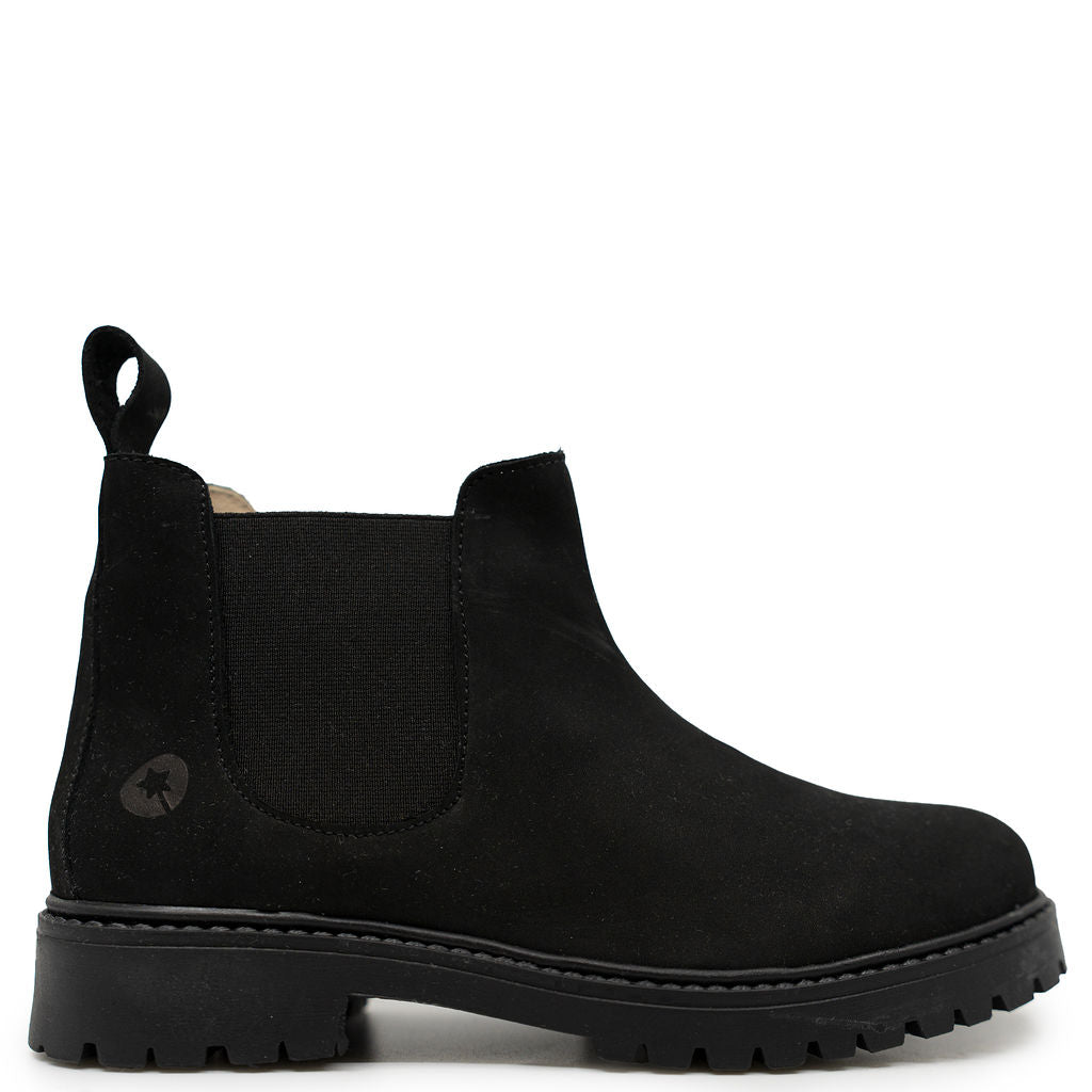 LMDI Black Leather Track Boot-Tassel Children Shoes