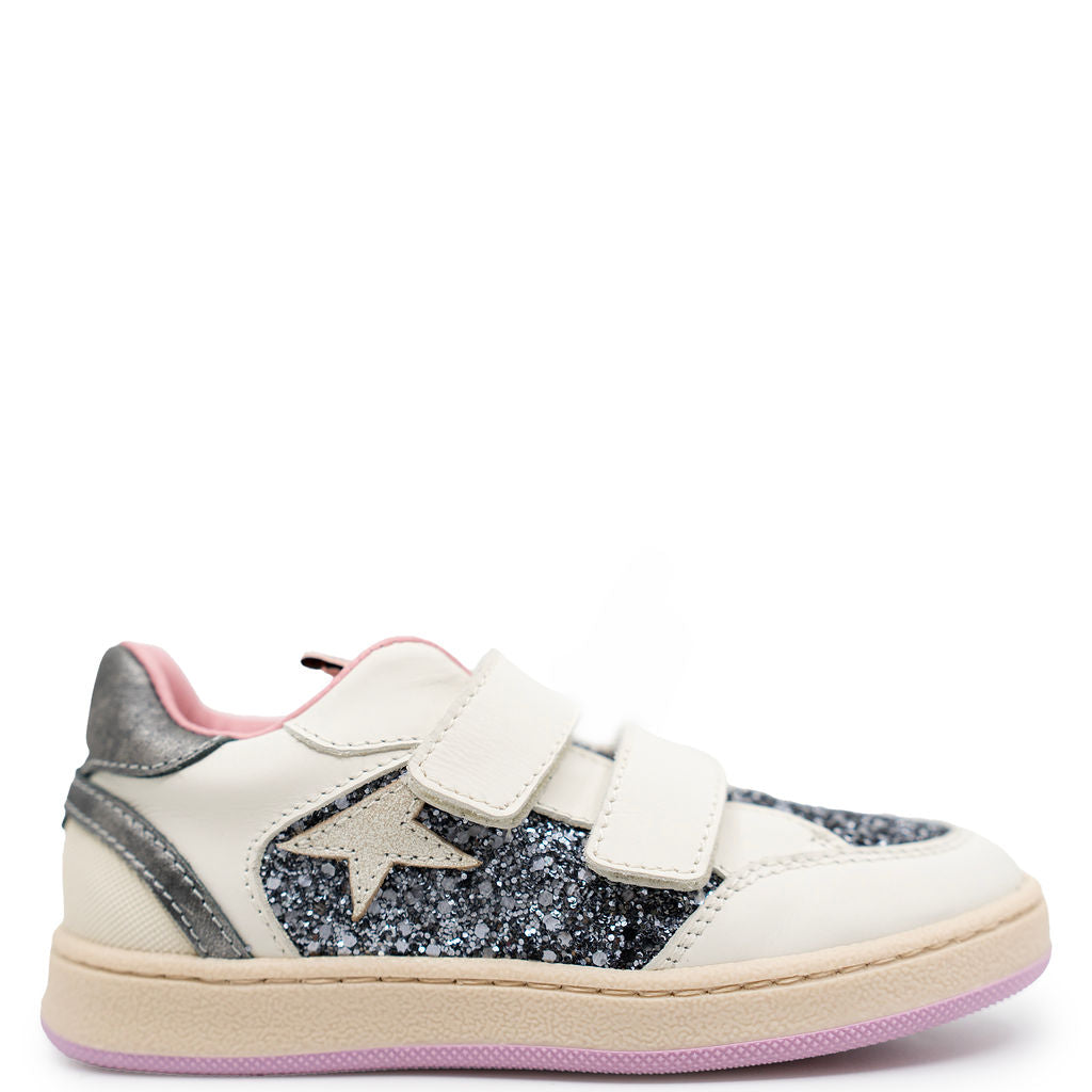 Rondinella Cream Glitter Velcro Sneaker-Tassel Children Shoes