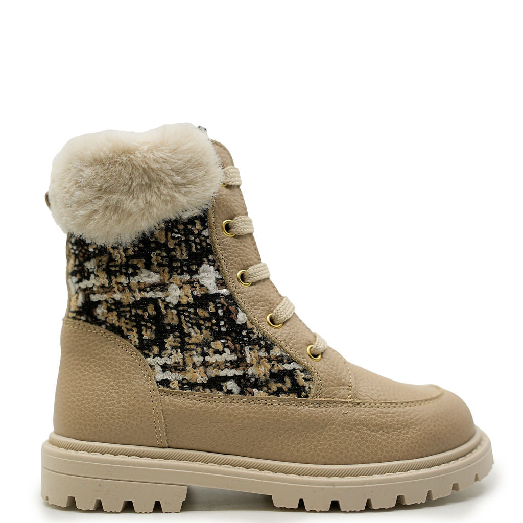 Andanines Taupe Fur Boot-Tassel Children Shoes