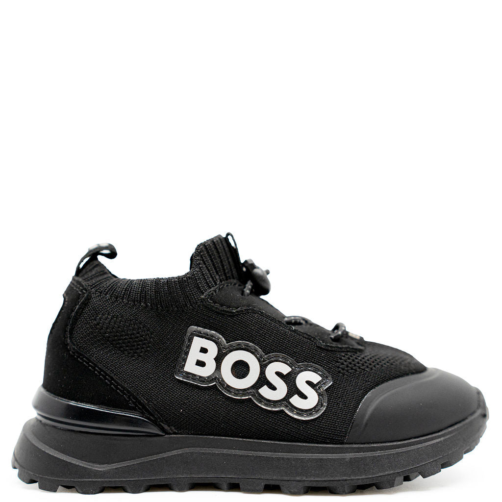 Hugo Boss Mesh Black Elastic Sneaker-Tassel Children Shoes