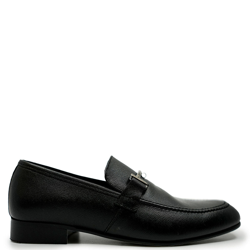 Andanines Black Textured Buckle Dress Shoe-Tassel Children Shoes