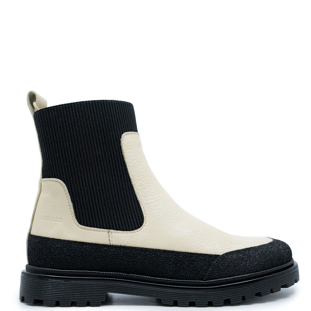 Angulus Cream and Black Combat Boot-Tassel Children Shoes
