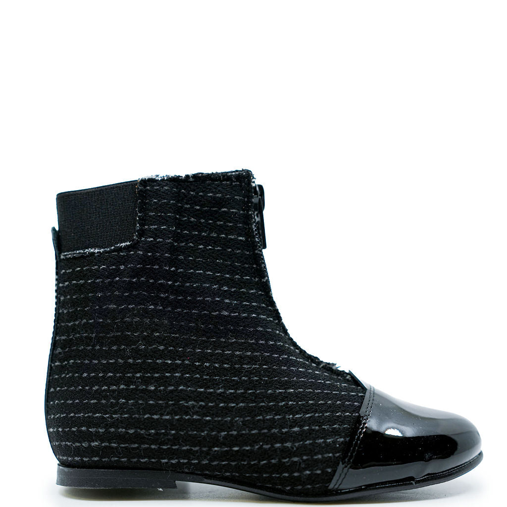 LMDI Black Pinstripe Bootie-Tassel Children Shoes