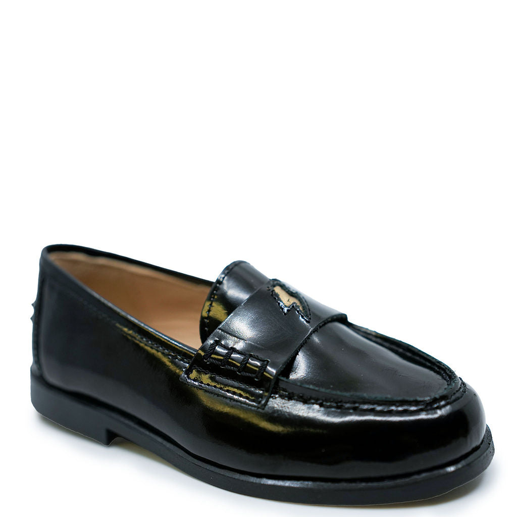 LMDI Black Florentic Lightening Loafer-Tassel Children Shoes