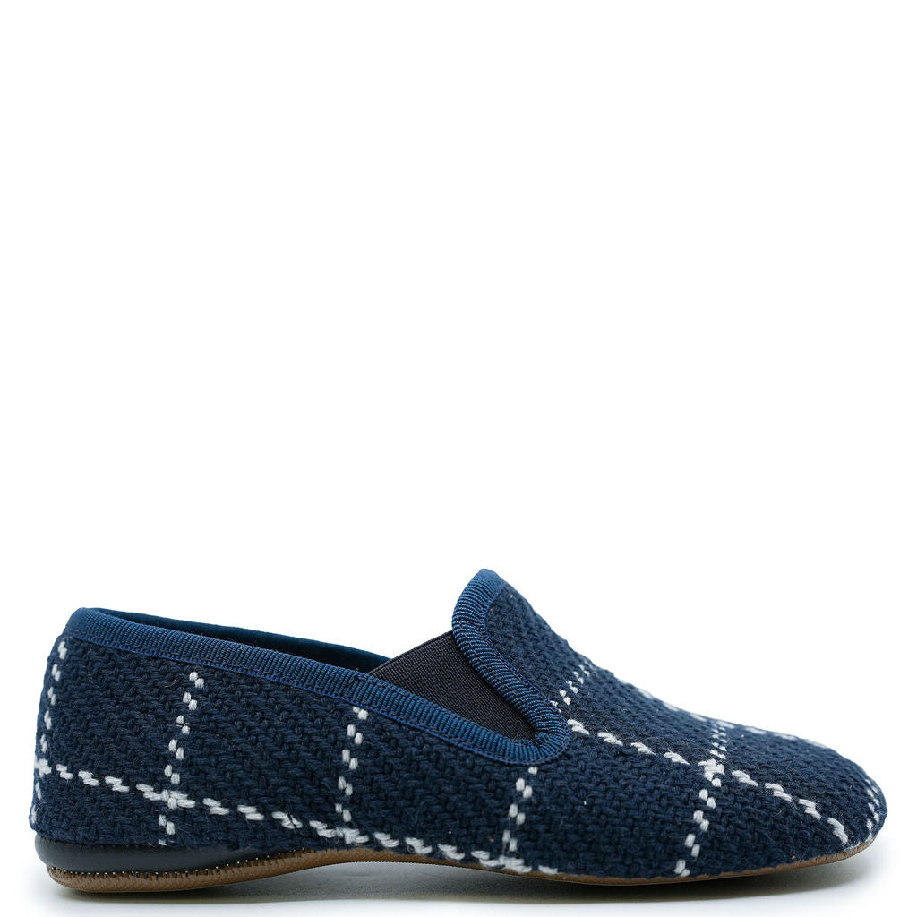 Pepe Navy Plaid Slipper Loafer-Tassel Children Shoes