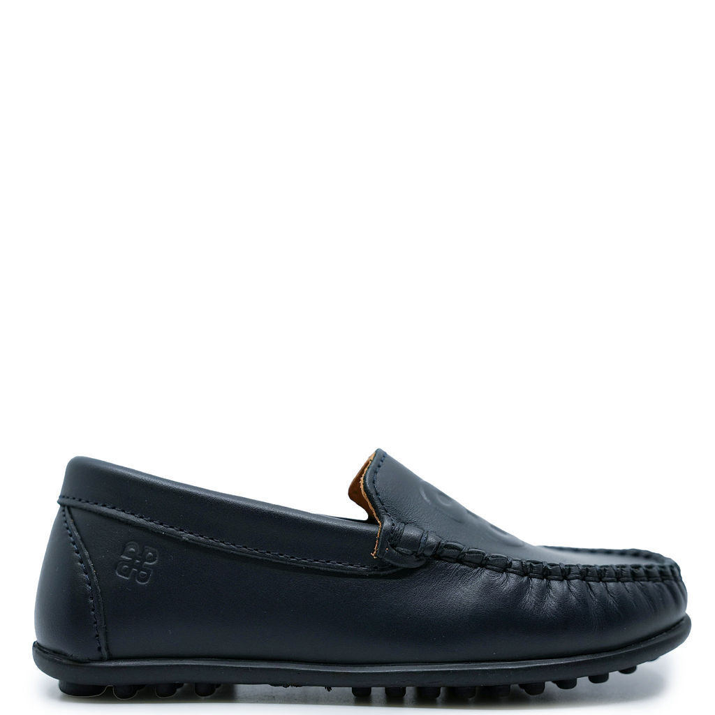 Porte Navy Embossed Loafer-Tassel Children Shoes