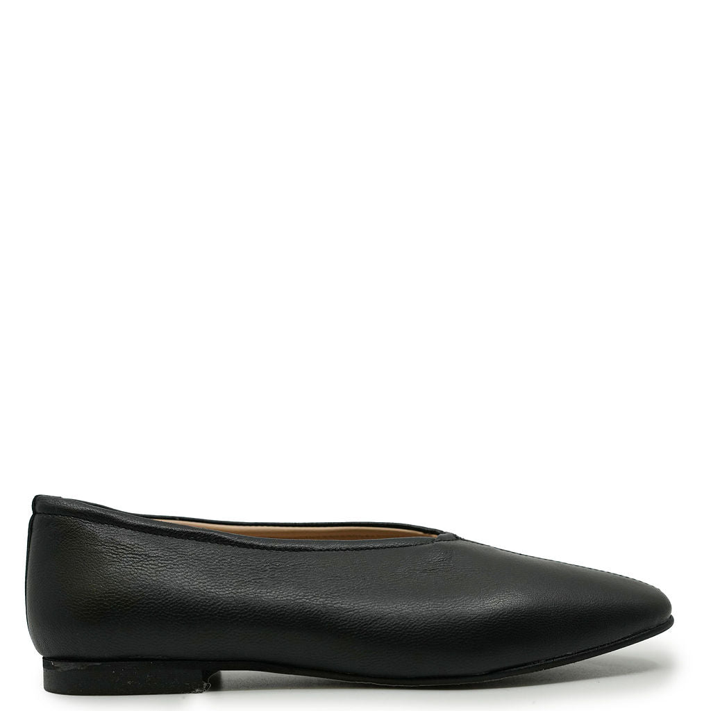 LMDI Black Leather V Flat-Tassel Children Shoes