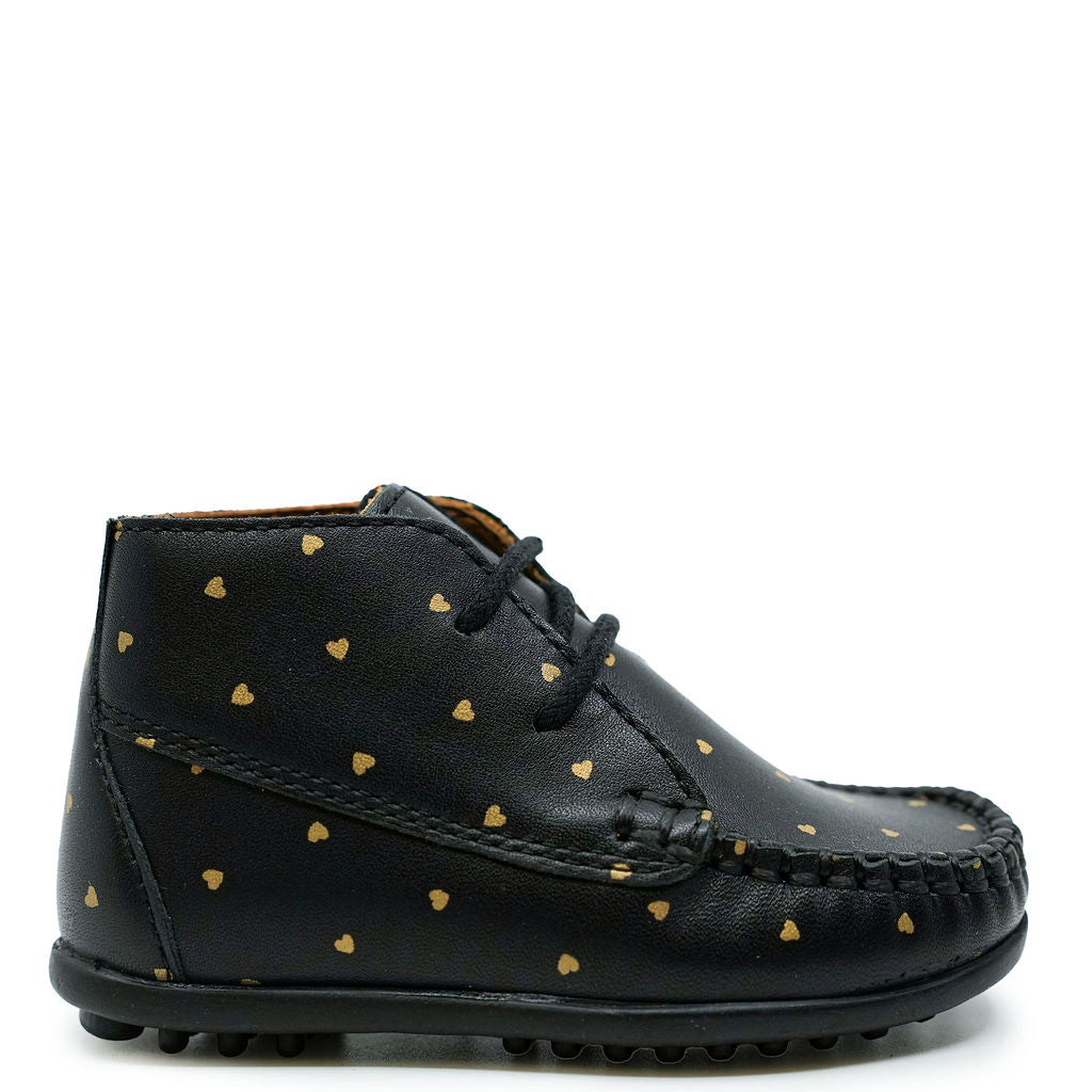 Porte Black and Gold Heart Baby Bootie-Tassel Children Shoes