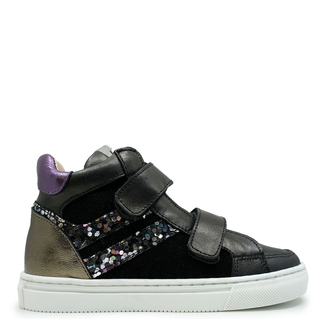 Acebos Black Glitter Sneaker-Tassel Children Shoes