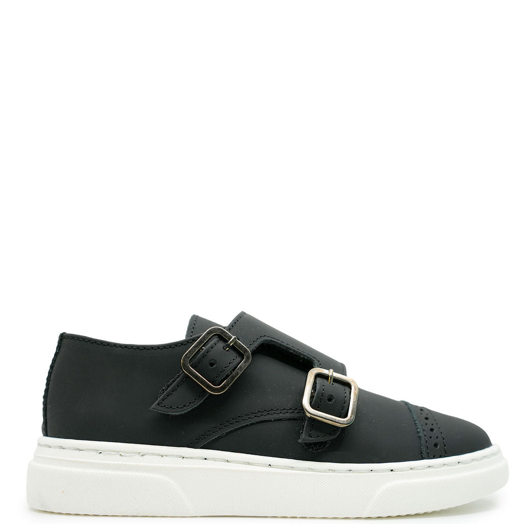 Blublonc Black Rubber Captoe Dress Sneaker-Tassel Children Shoes