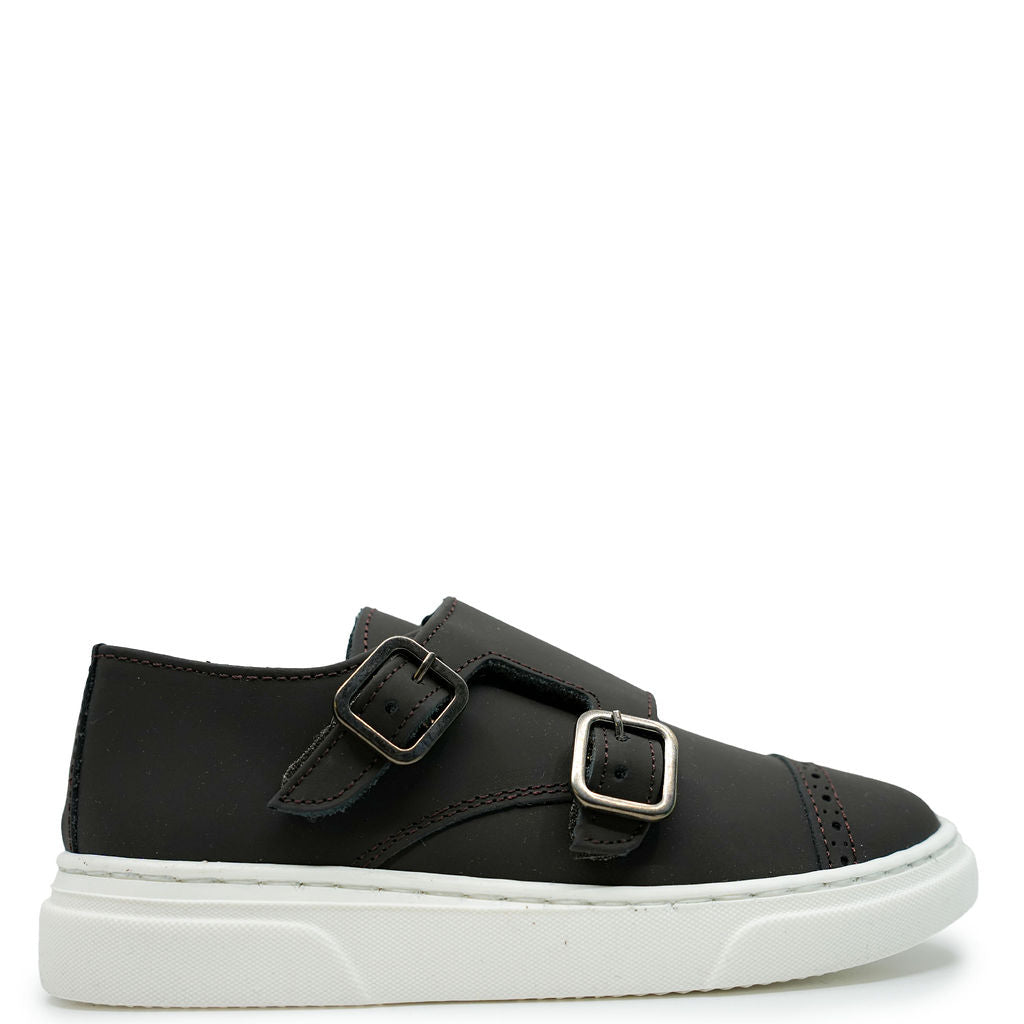 Blublonc Brown Rubber Dress Sneaker-Tassel Children Shoes