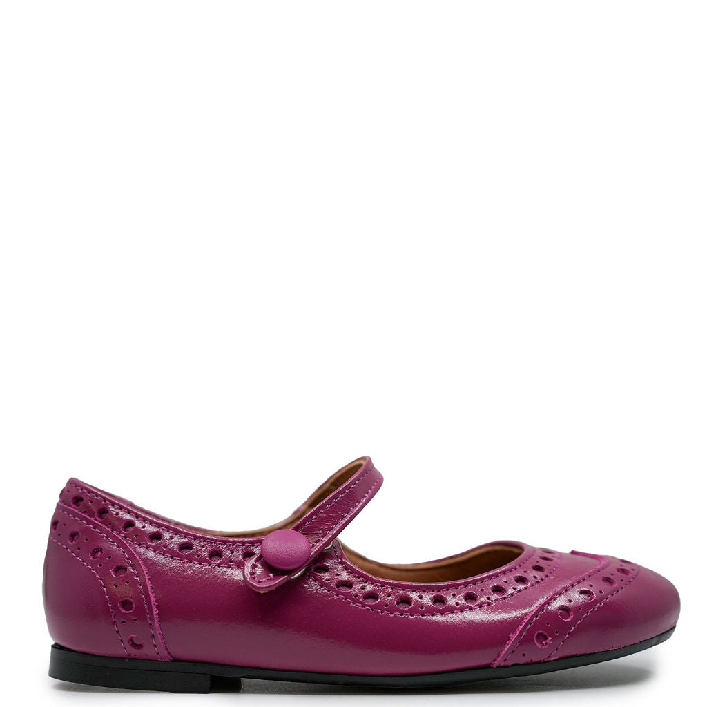 Papanatas Magenta Wingtip Mary Jane-Tassel Children Shoes