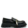 Rondinella Black and Gold Zipper Chunky Loafer-Tassel Children Shoes