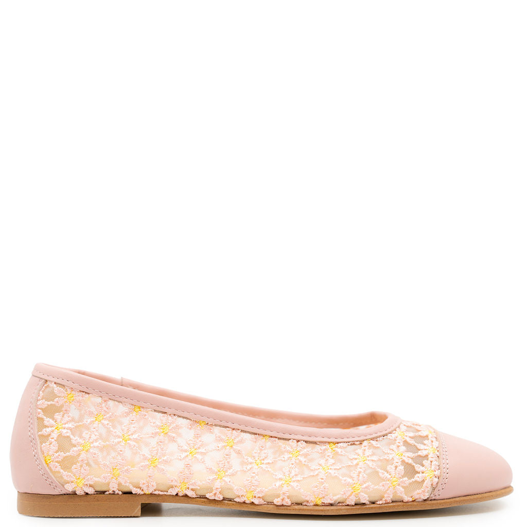 Spain+Co Pink Daisy Ballet Flat-Tassel Children Shoes