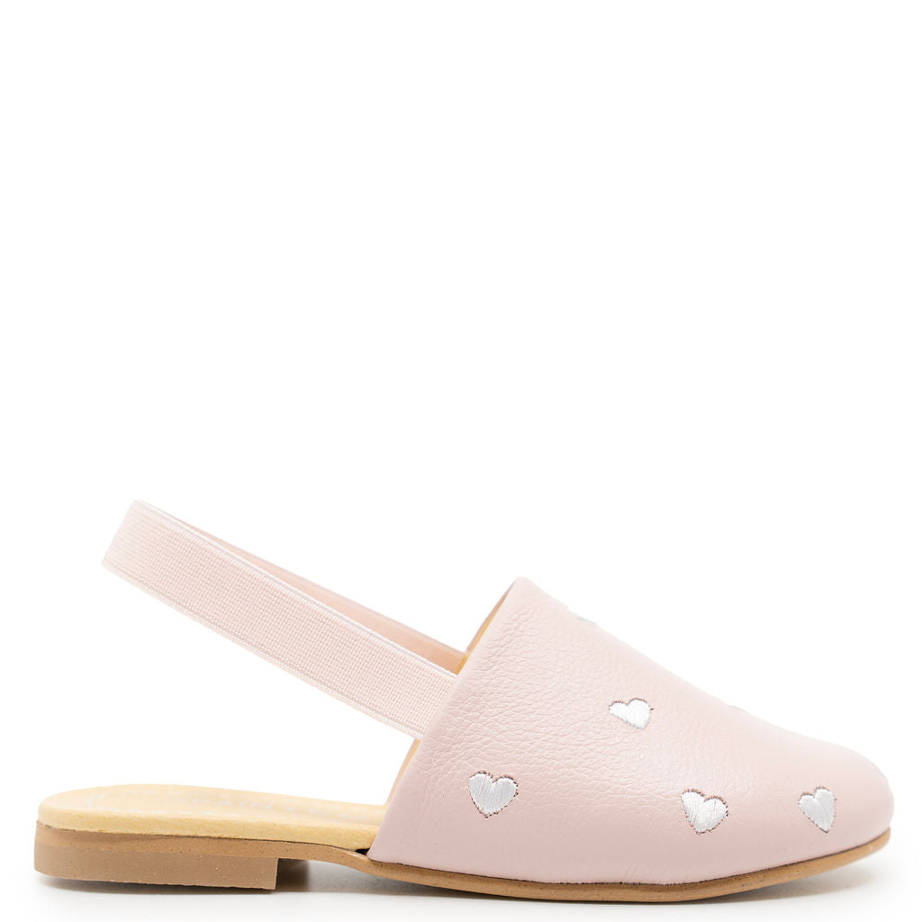 Spain+Co Pale Pink Heart Slingback-Tassel Children Shoes