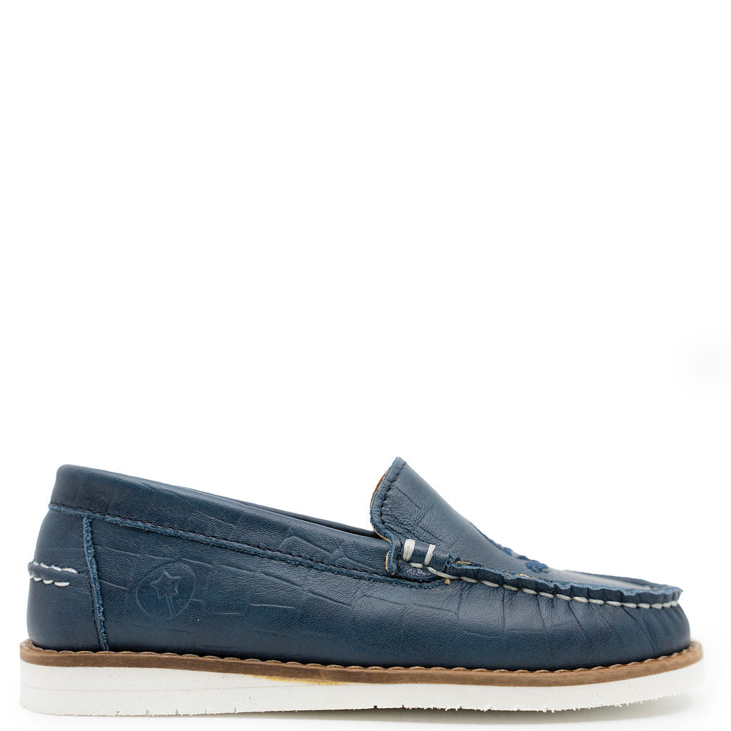 LMDI Navy Boat Embroidered Loafer-Tassel Children Shoes