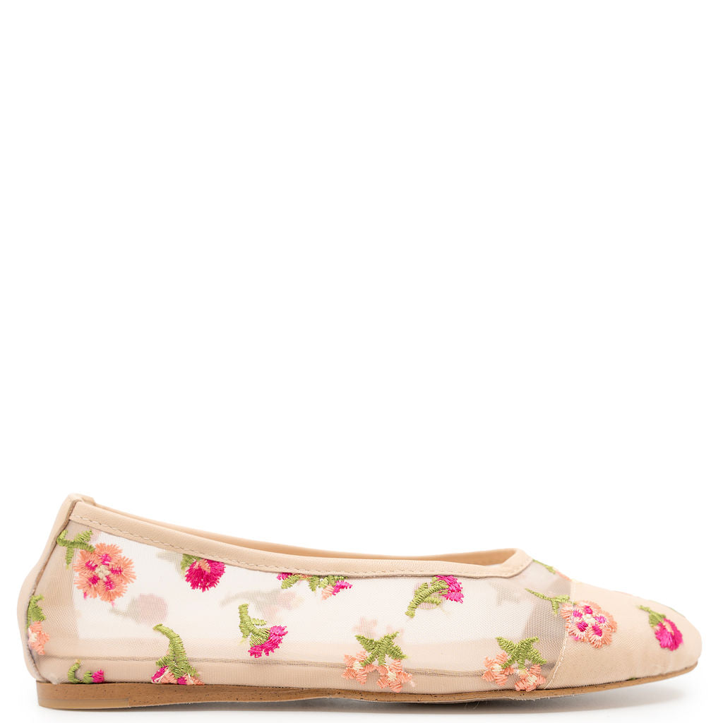 Blublonc Mesh Floral Embroidered Flat-Tassel Children Shoes