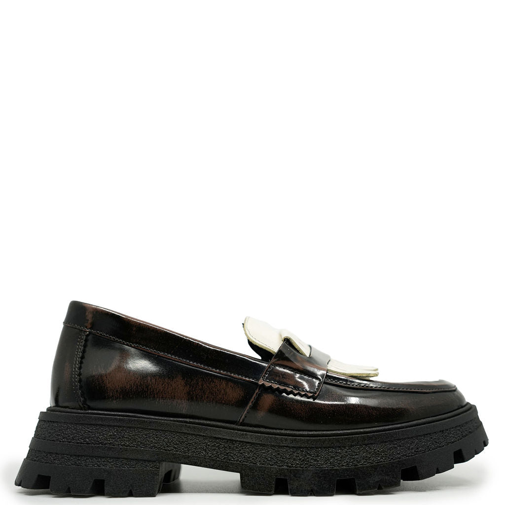 Blublonc Brown Florentic Fringe Chunky Loafer-Tassel Children Shoes