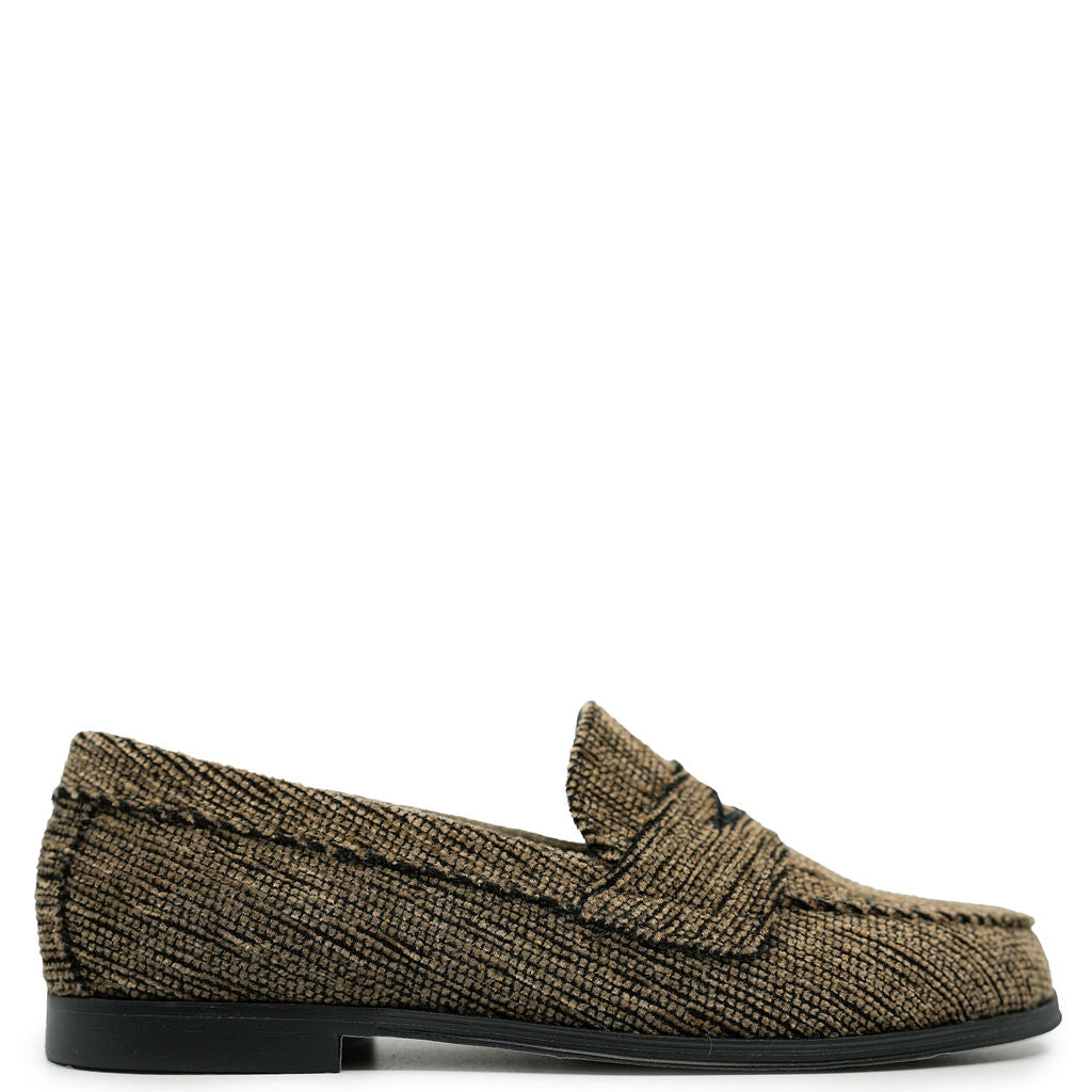 Blublonc Taupe Corduroy Penny Loafer-Tassel Children Shoes