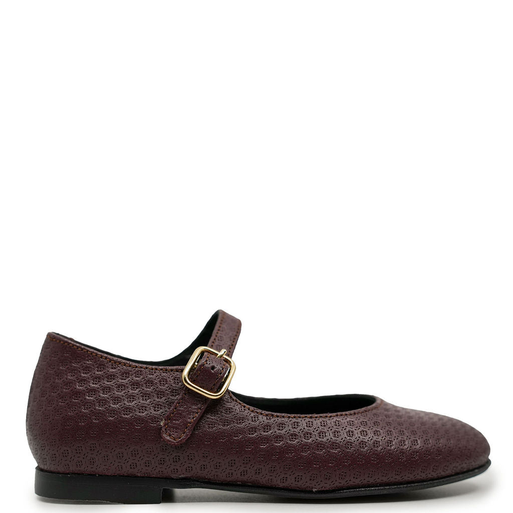 Blublonc Burgundy Pressed Mary Jane Tassel Children Shoes